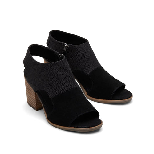 Eliana Black Suede Heeled Sandal Front View