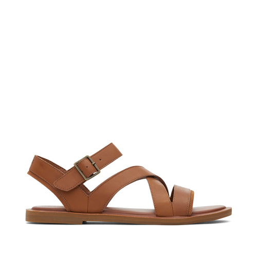 Sloane Tan Leather Strappy Sandal Side View