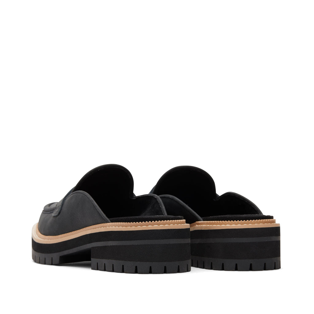 Cara Mule Black Leather Loafer Back View