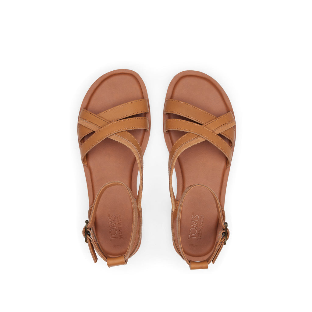 Rory Tan Leather Sandal Top View