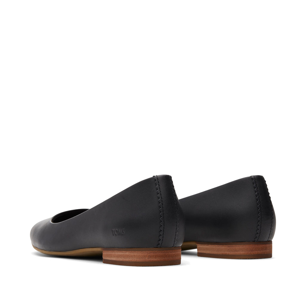 Briella Black Leather Flat Back View