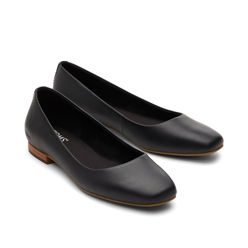 Briella Black Leather Flat Front View