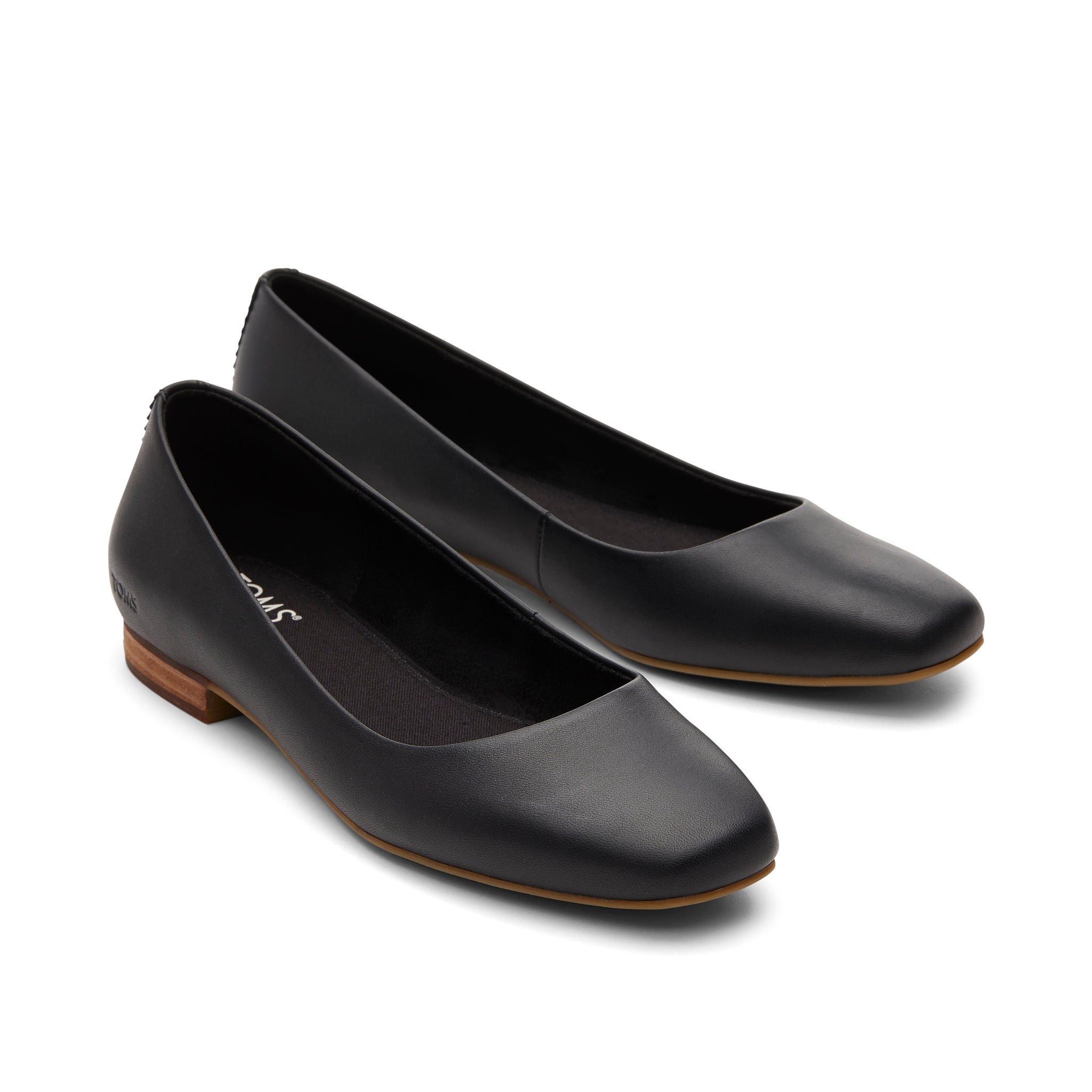 Briella Black Leather Flat Front View