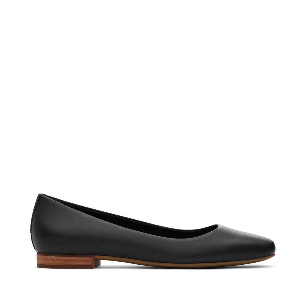 Briella Black Leather Flat Side View
