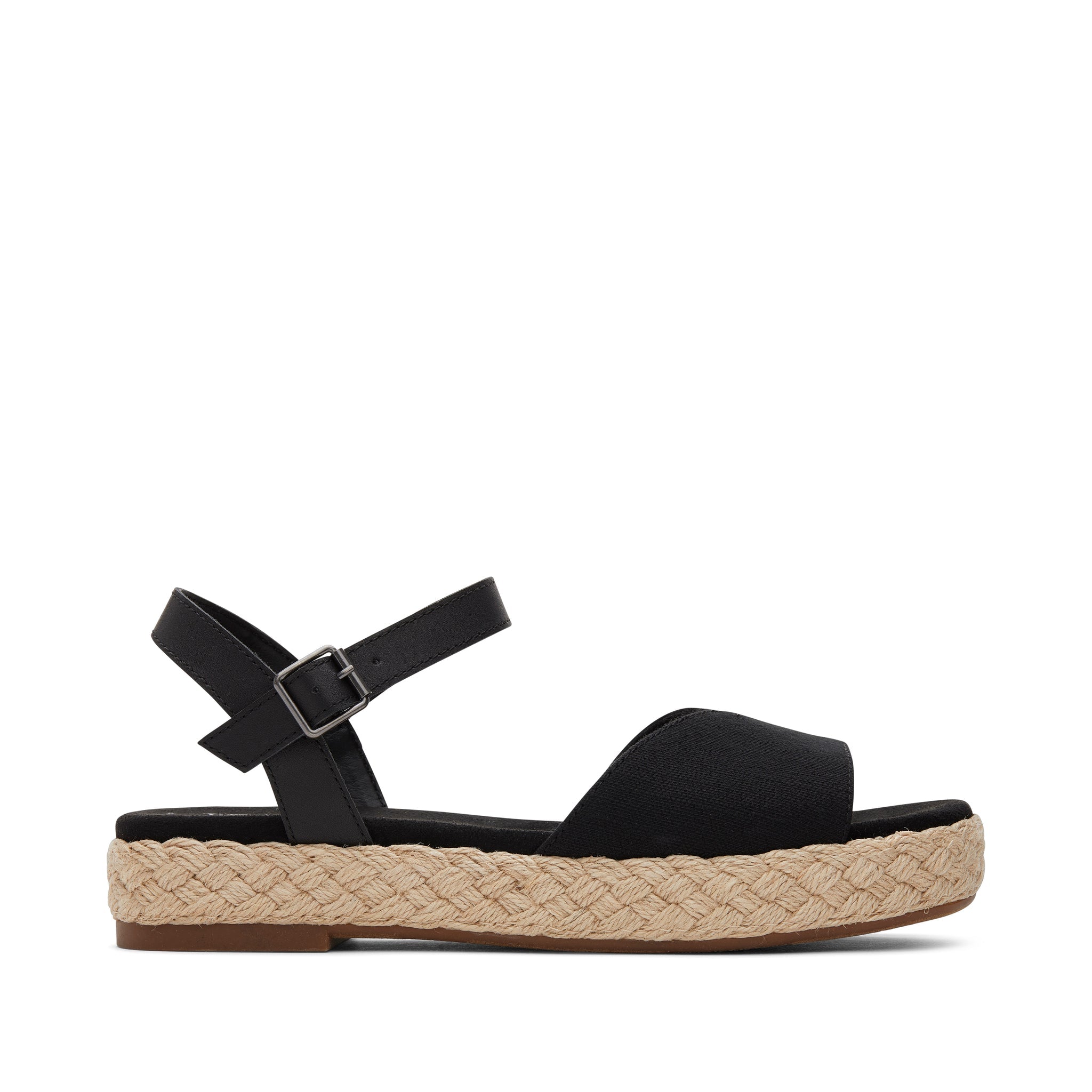 Abby Black Flatform Espadrille Sandal Side View