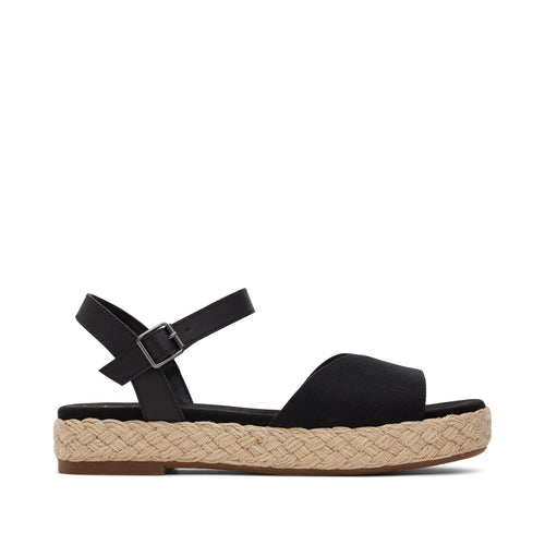 Abby Black Flatform Espadrille Sandal Side View