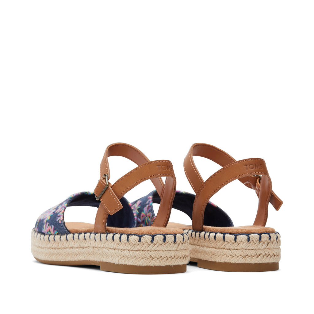 Abby Navy Flatform Espadrille Sandal Back View