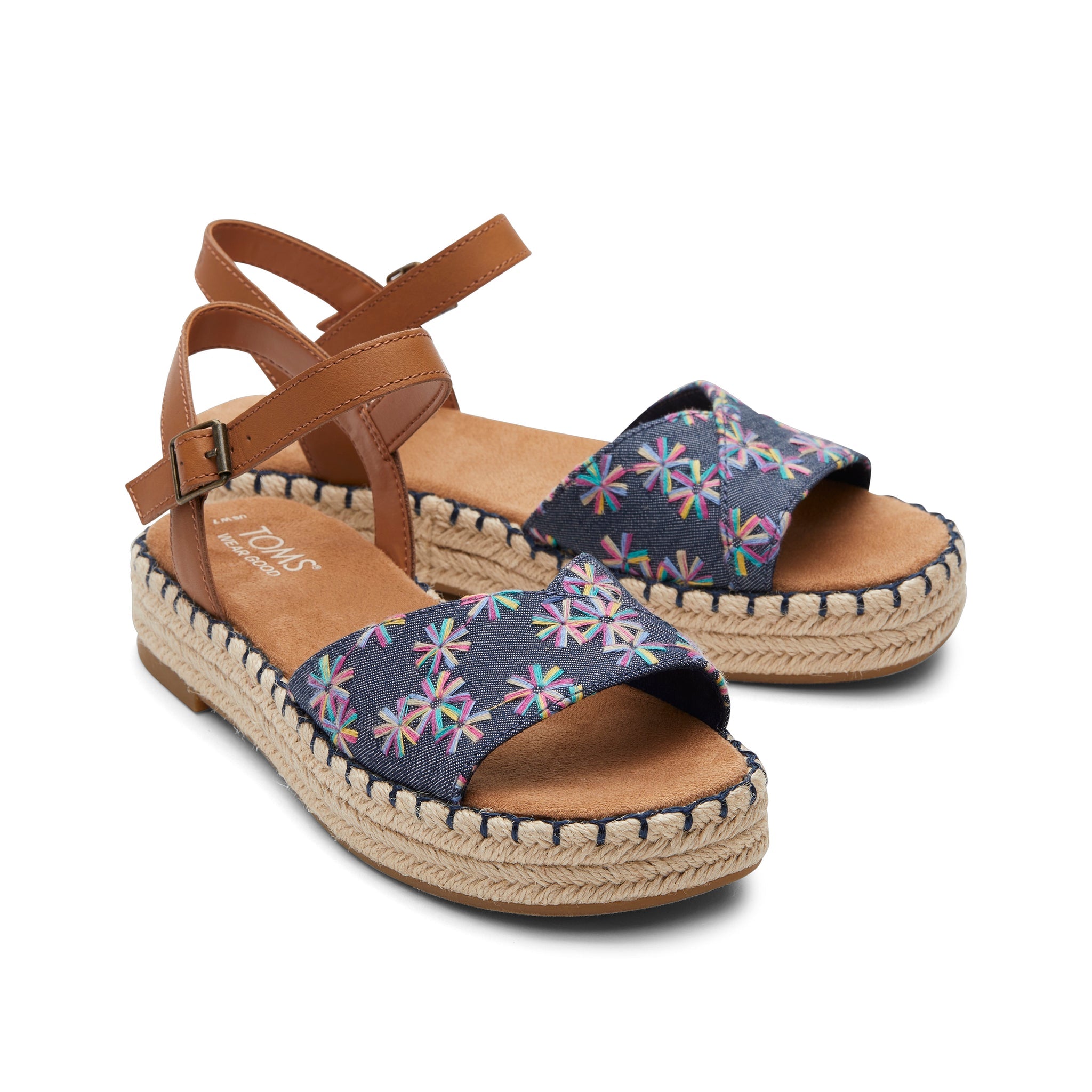 Abby Navy Flatform Espadrille Sandal Front View