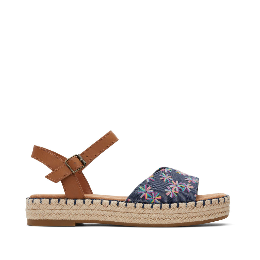 Abby Navy Flatform Espadrille Sandal Side View