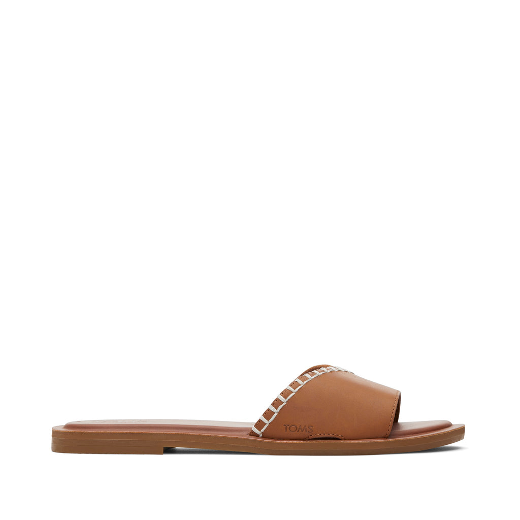Shea Tan Leather Slide Sandal Side View