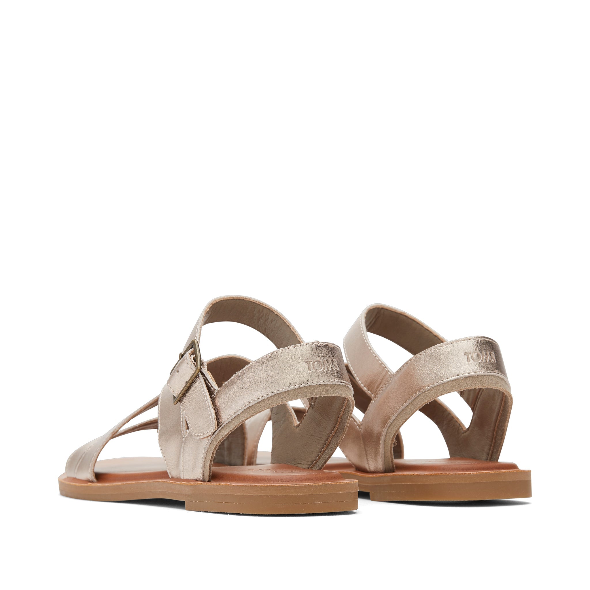 Sloane Gold Leather Strappy Sandal Back View