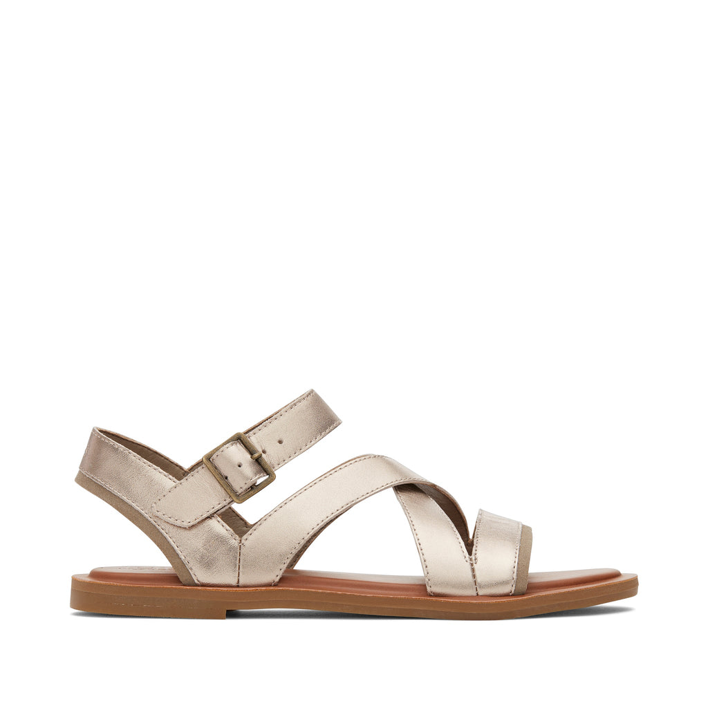 Sloane Gold Leather Strappy Sandal Side View