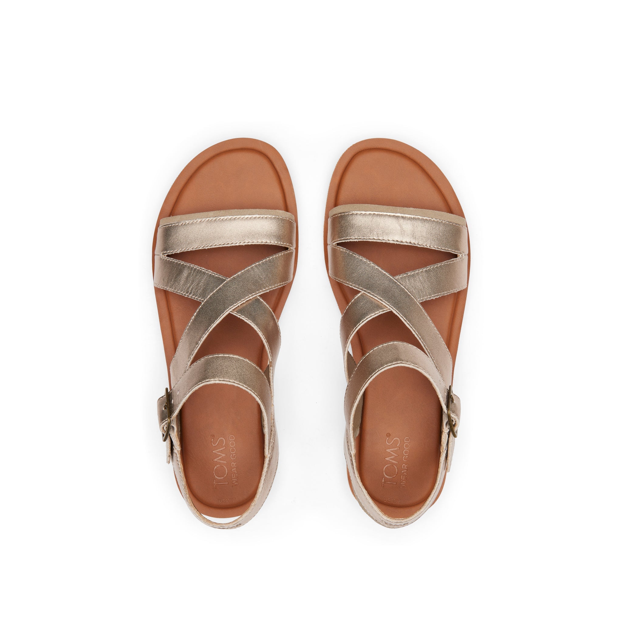 Sloane Gold Leather Strappy Sandal Top View