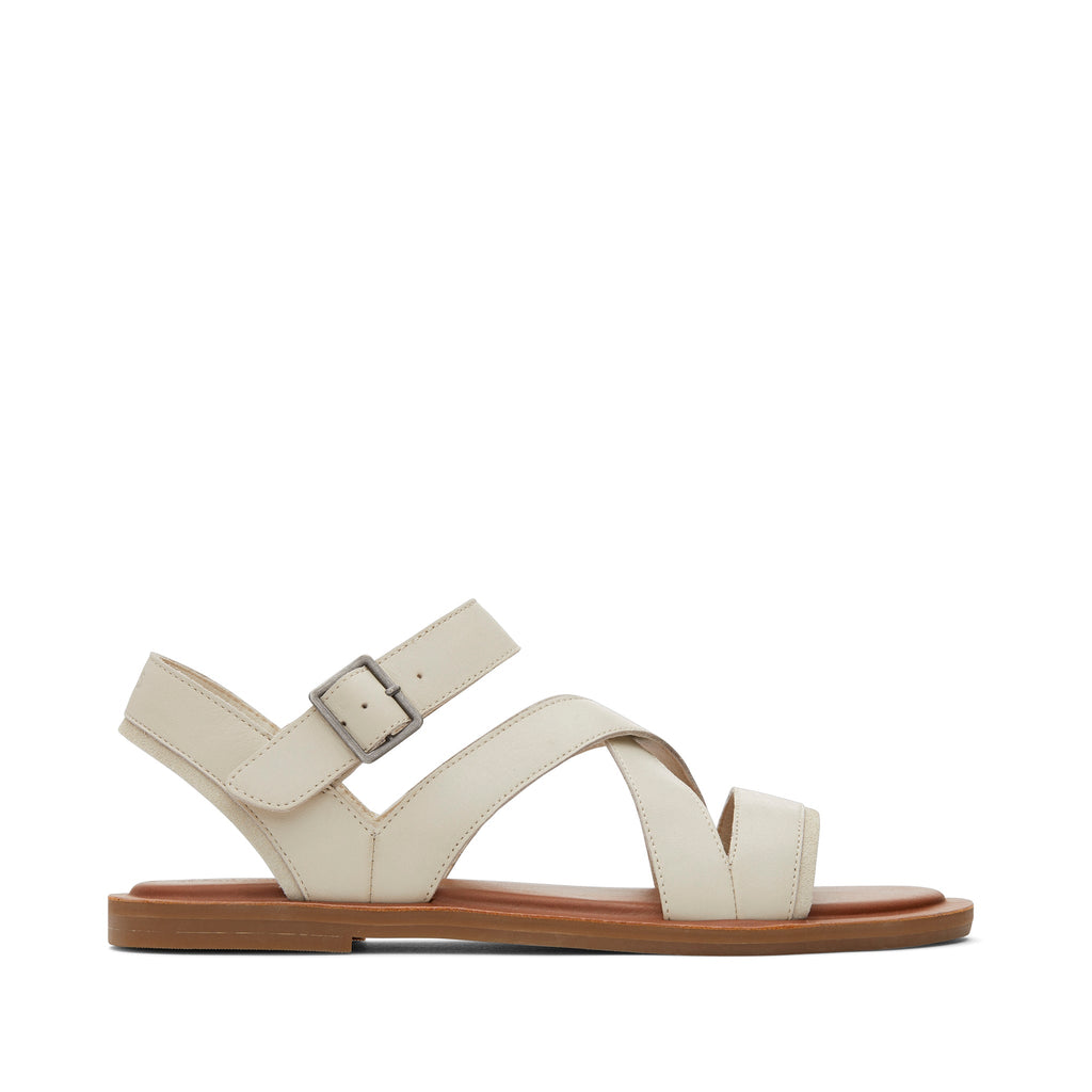 Sloane Cream Leather Strappy Sandal Side View