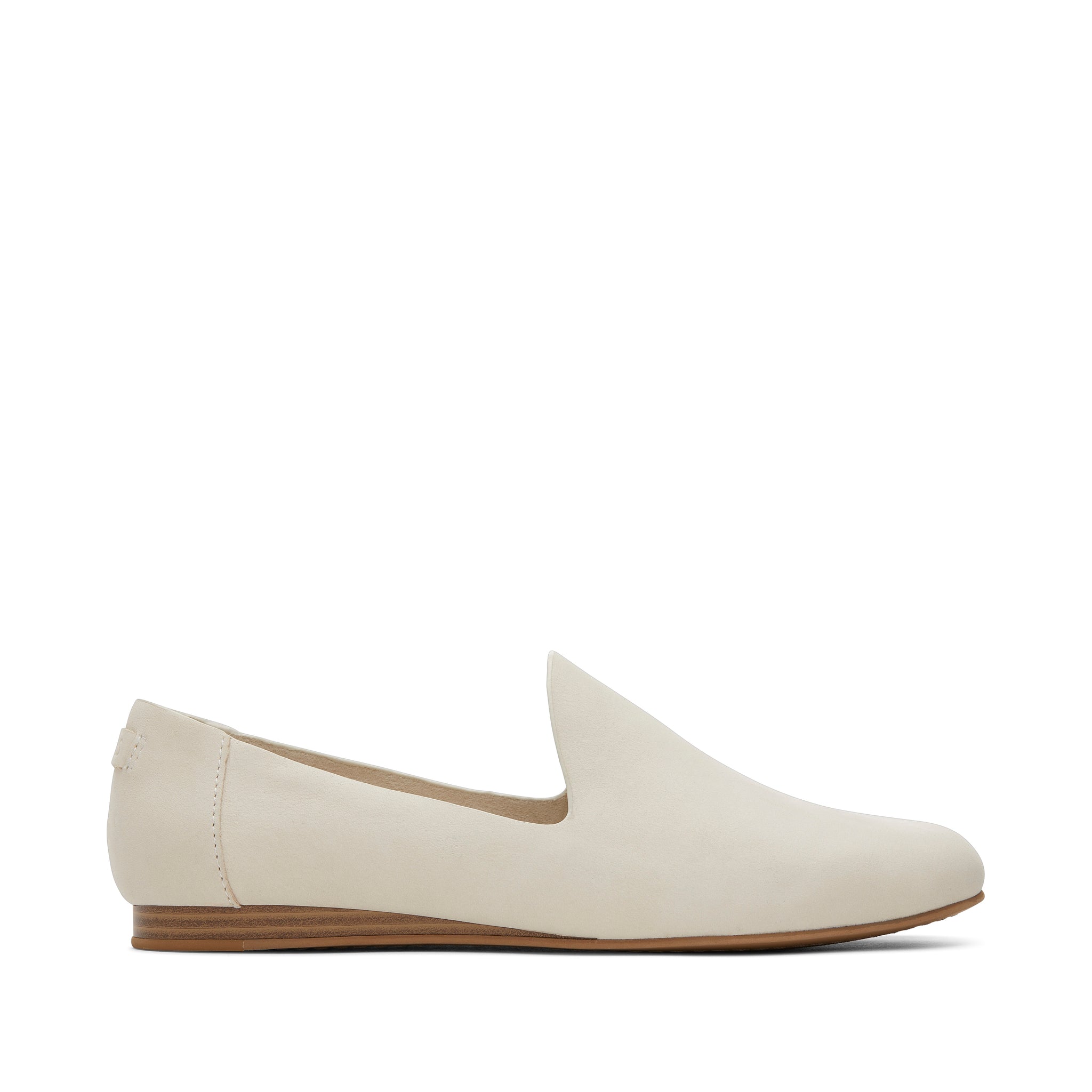 Darcy Cream Leather Flat Side View