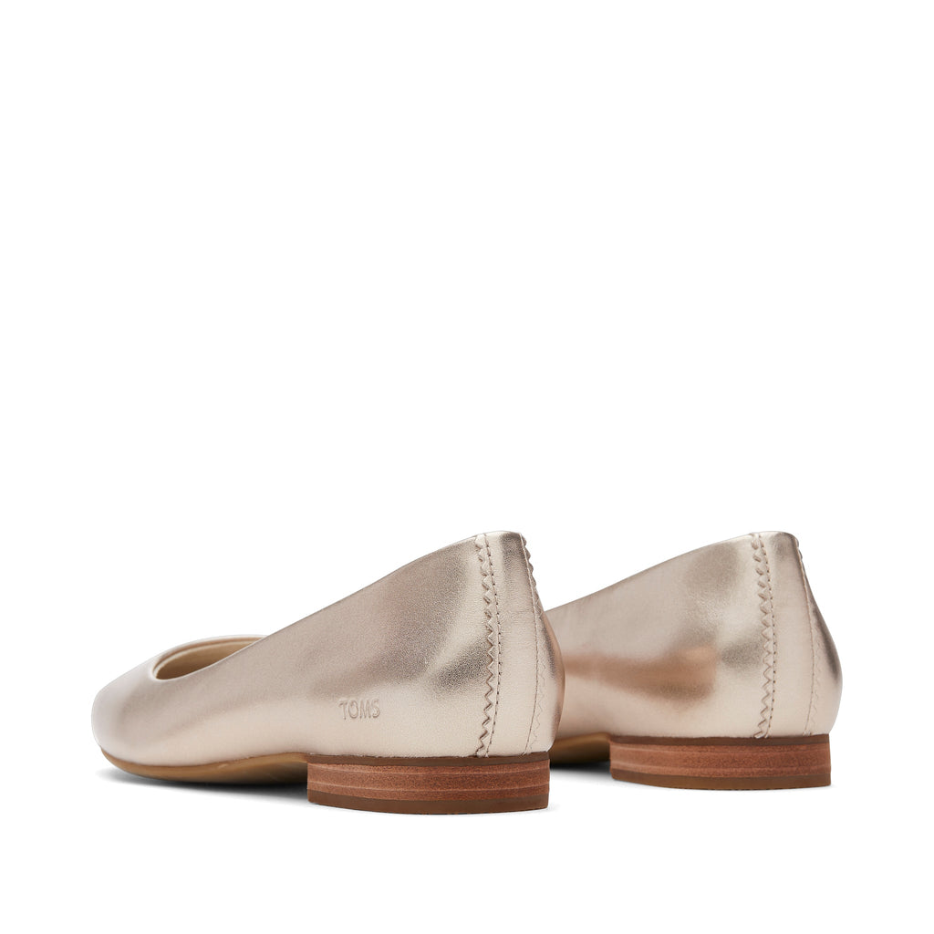 Briella Gold Leather Flat Back View