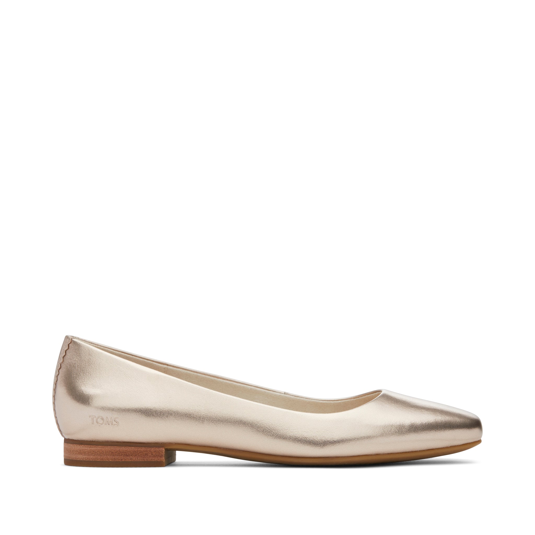 Briella Gold Leather Flat Side View