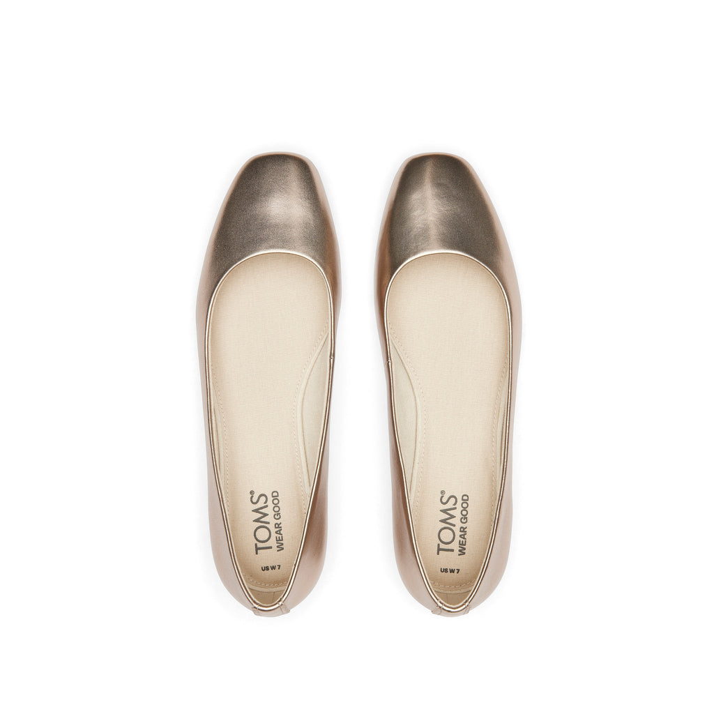 Briella Gold Leather Flat Top View
