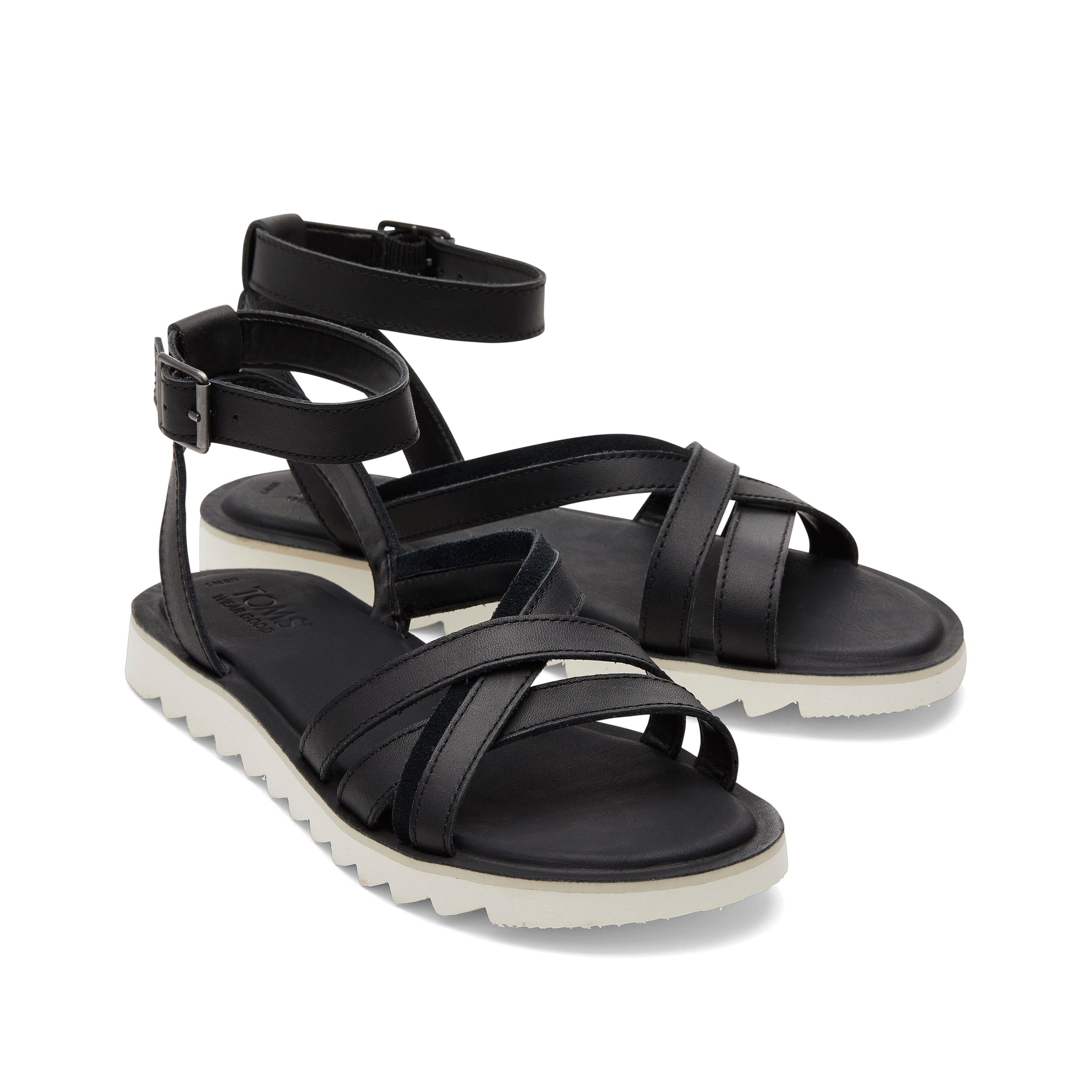 Rory Black Leather Sandal Front View