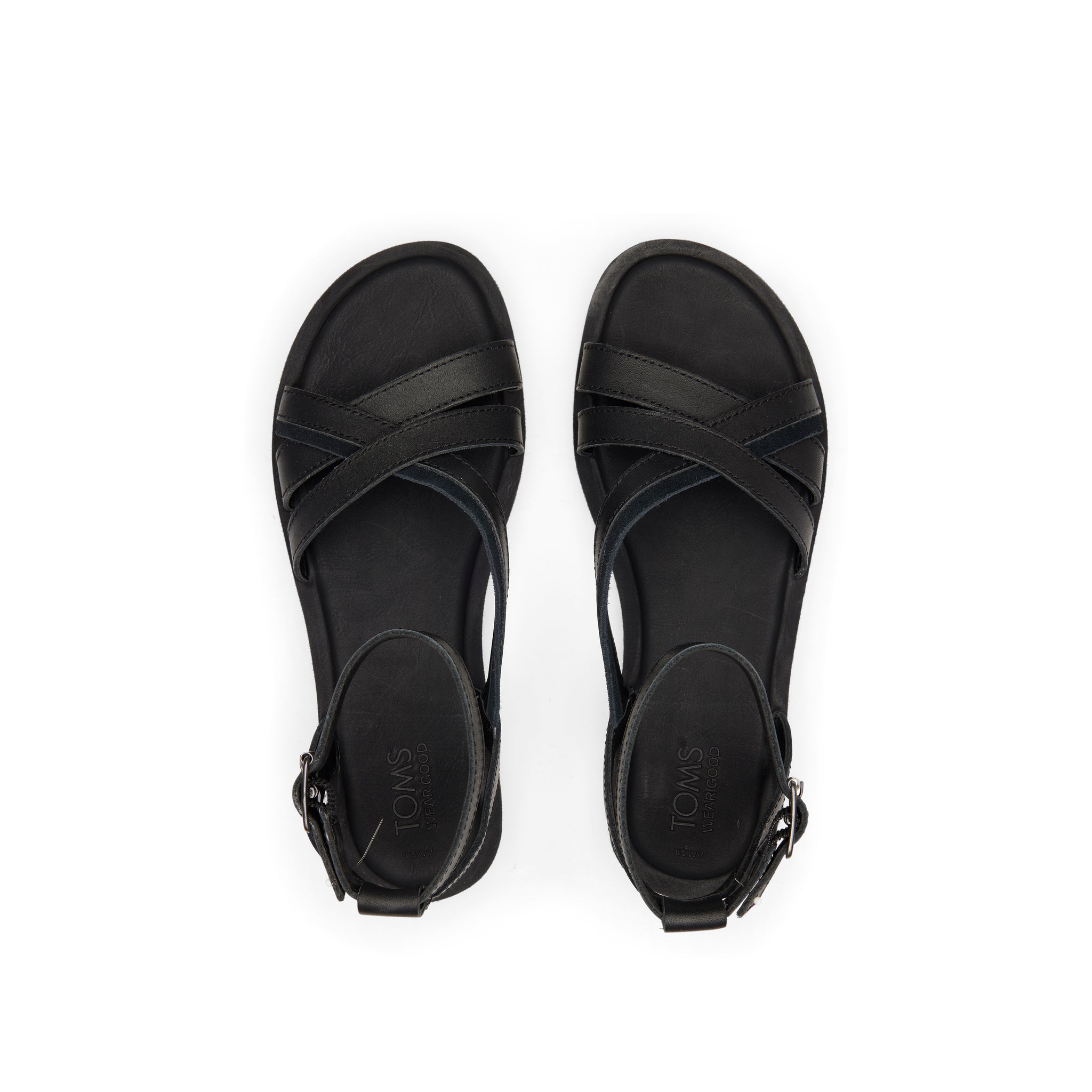 Rory Black Leather Sandal Top View