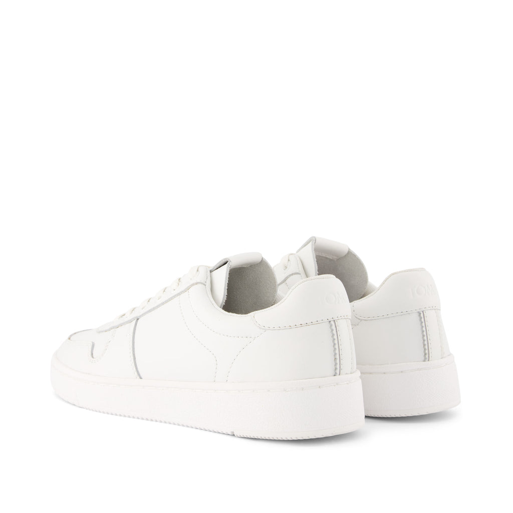 TRVL LITE Court White Leather Sneaker Back View