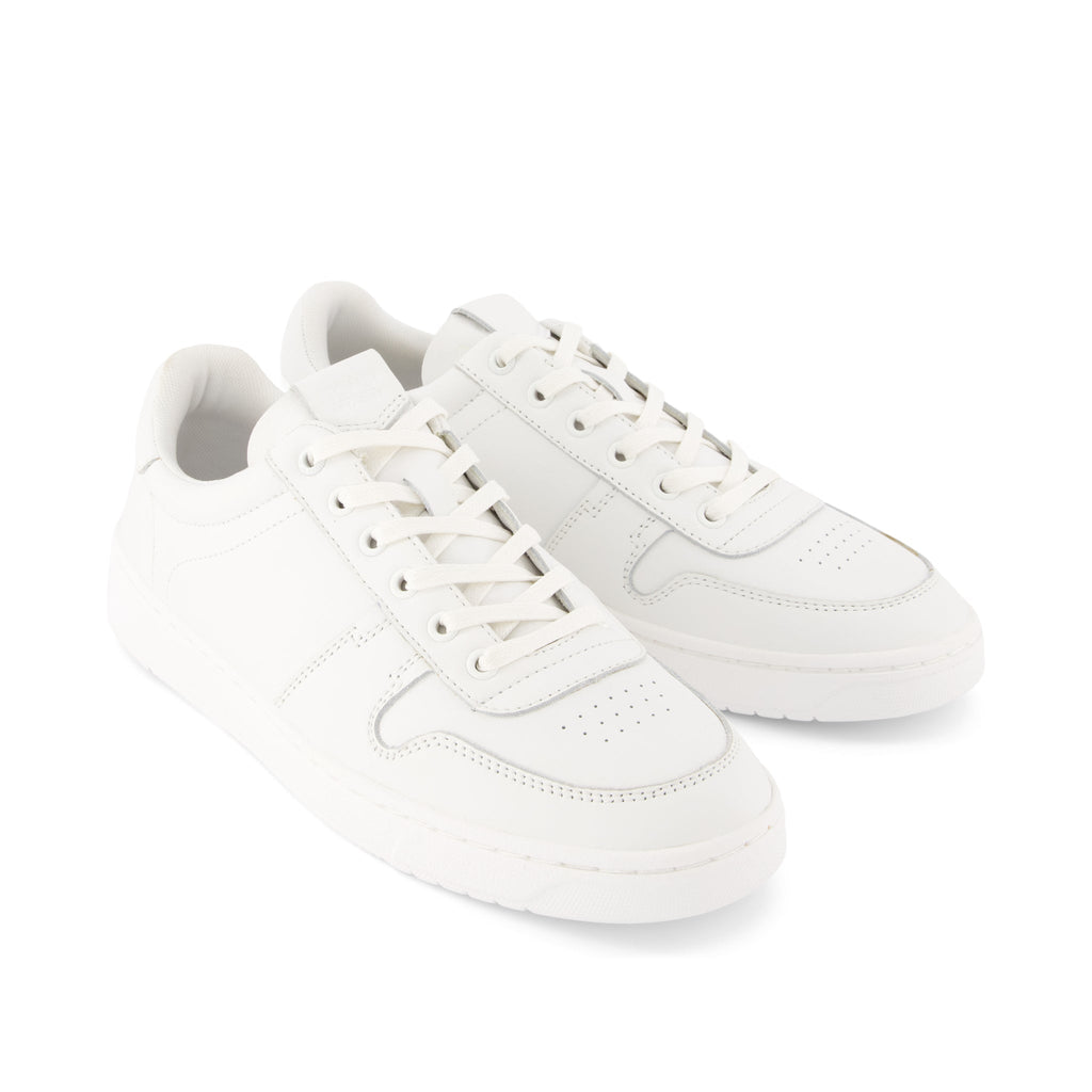 TRVL LITE Court White Leather Sneaker Front View