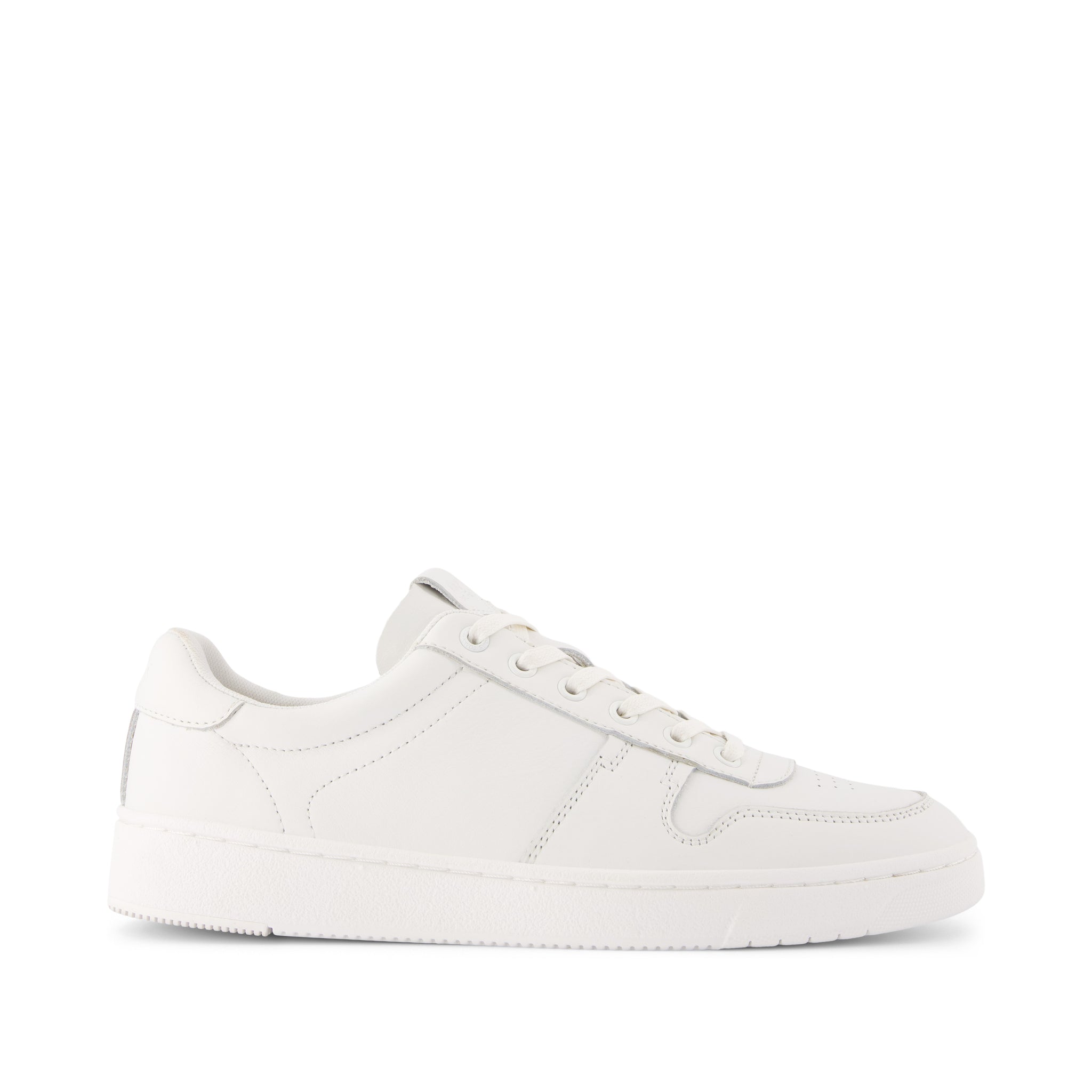 TRVL LITE Court White Leather Sneaker Side View
