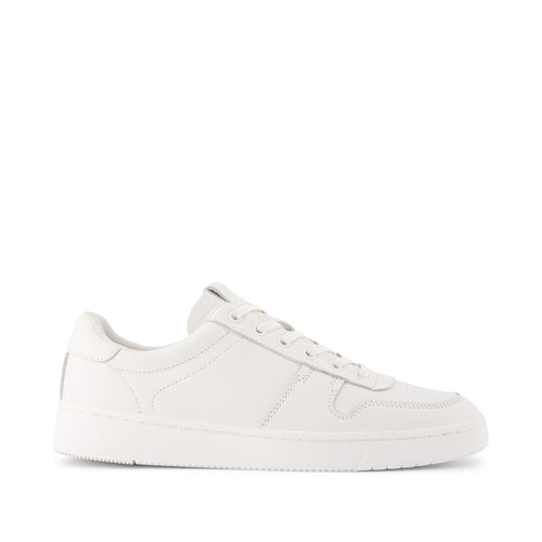 TRVL LITE Court White Leather Sneaker Side View
