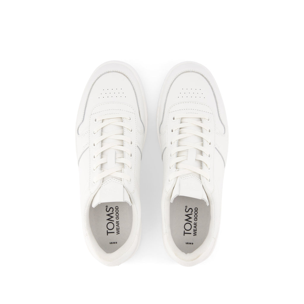 TRVL LITE Court White Leather Sneaker Top View
