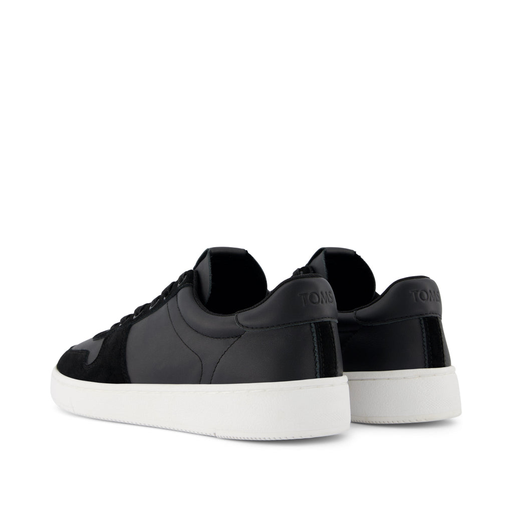 TRVL LITE Court Black Leather Sneaker Back View
