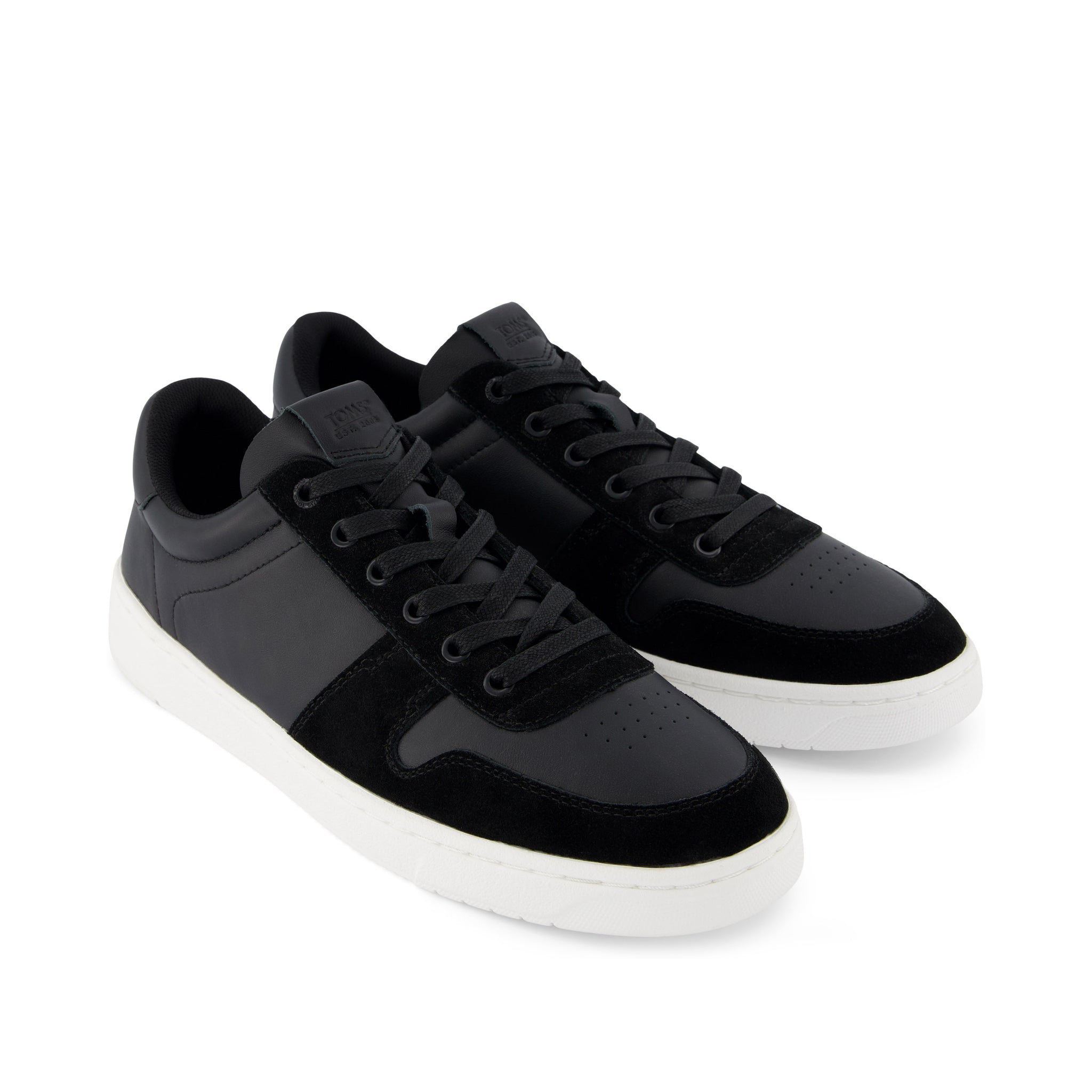 TRVL LITE Court Black Leather Sneaker Front View