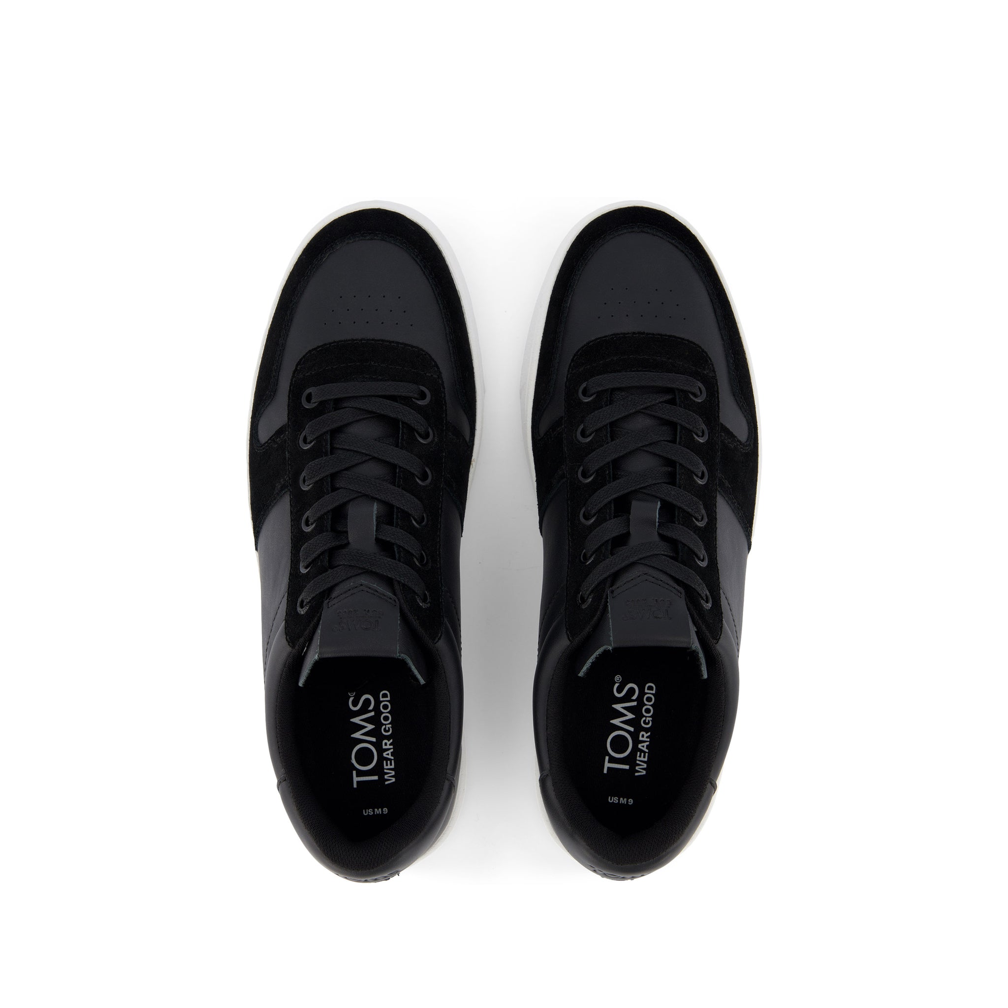 TRVL LITE Court Black Leather Sneaker Top View