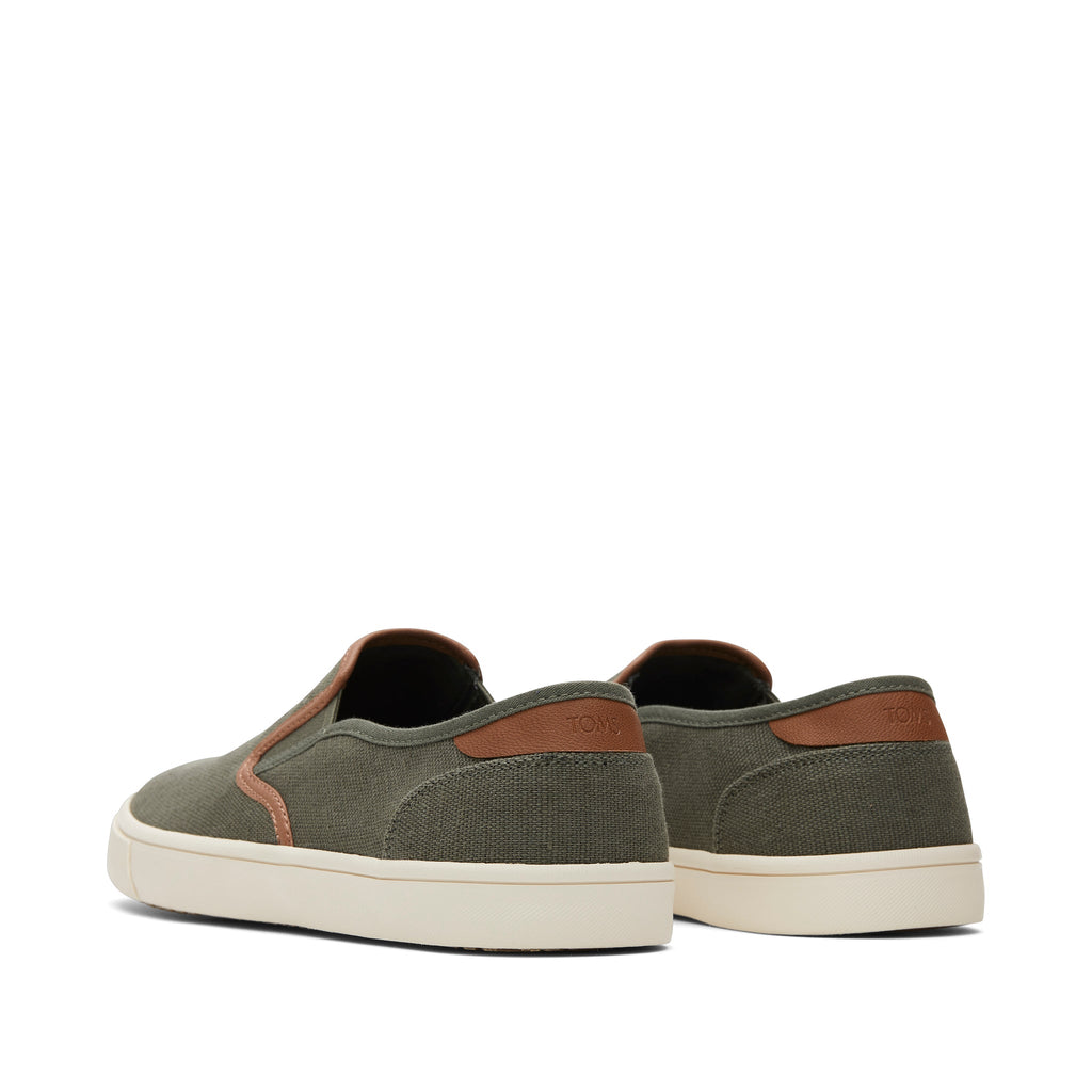 Baja Olive Synthetic Trim Slip On Sneaker Back View