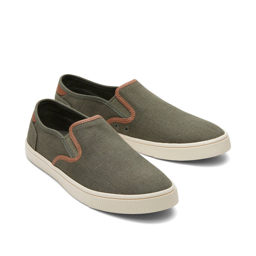 Baja Olive Synthetic Trim Slip On Sneaker Front View