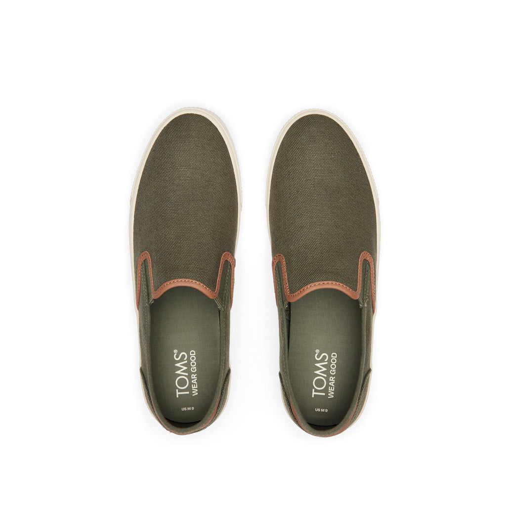 Baja Olive Synthetic Trim Slip On Sneaker Top View