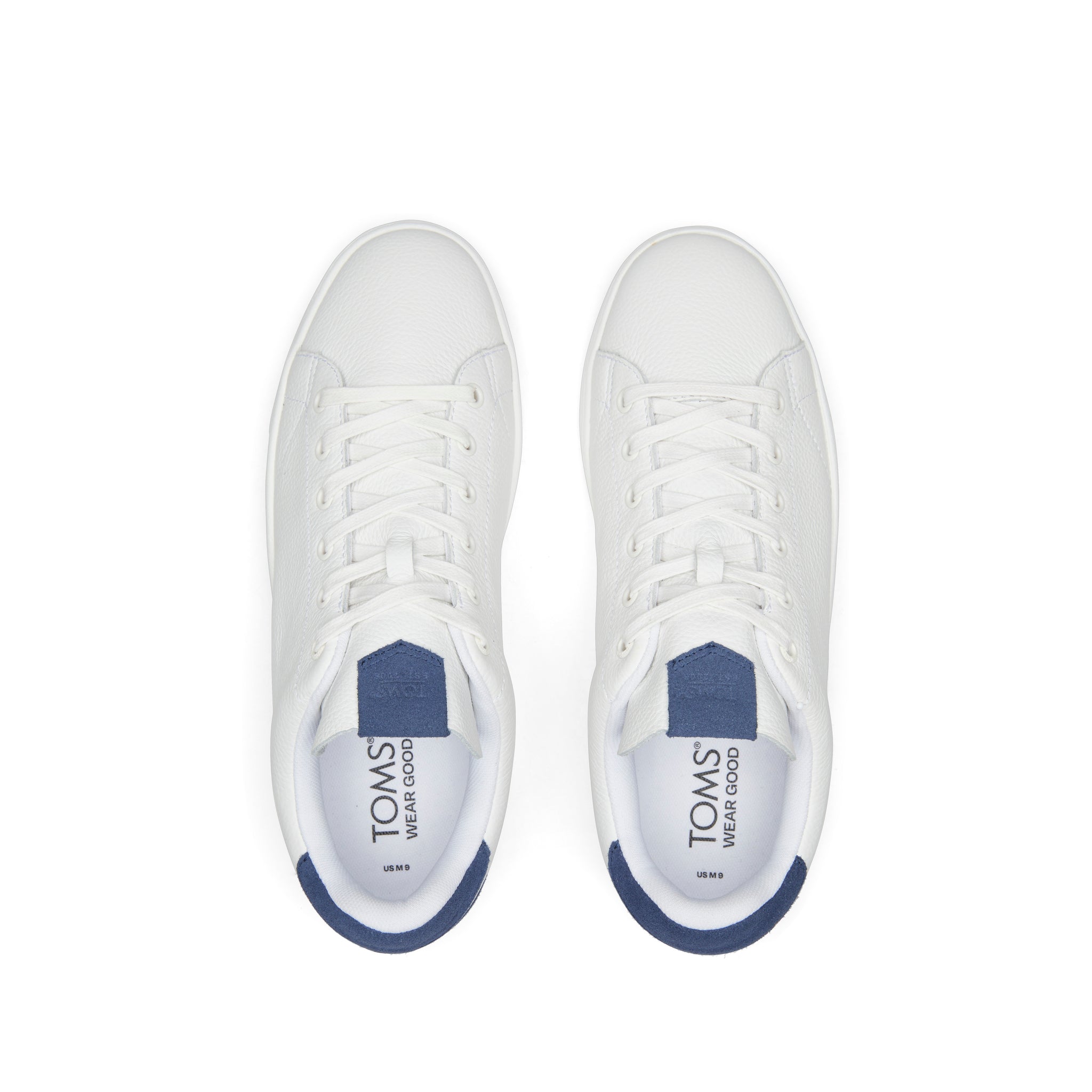 TRVL LITE White and Blue Leather Lace-Up Sneaker Top View