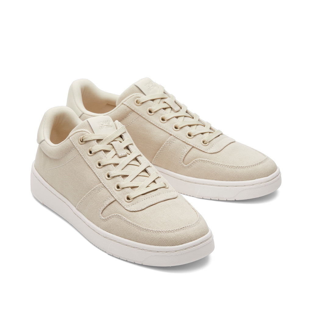 TRVL LITE Court Cream Canvas Sneaker Front View