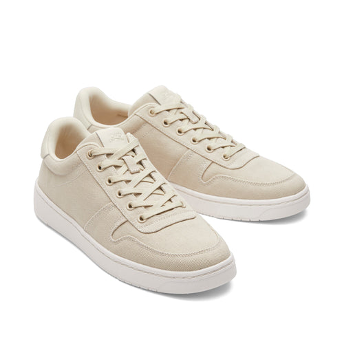 TRVL LITE Court Cream Canvas Sneaker Front View