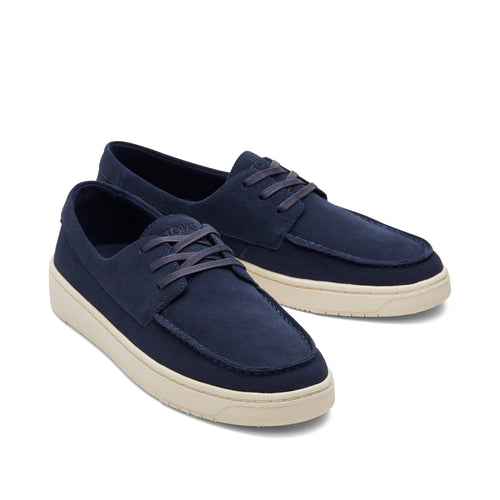 TRVL LITE London Navy Suede Loafer Front View