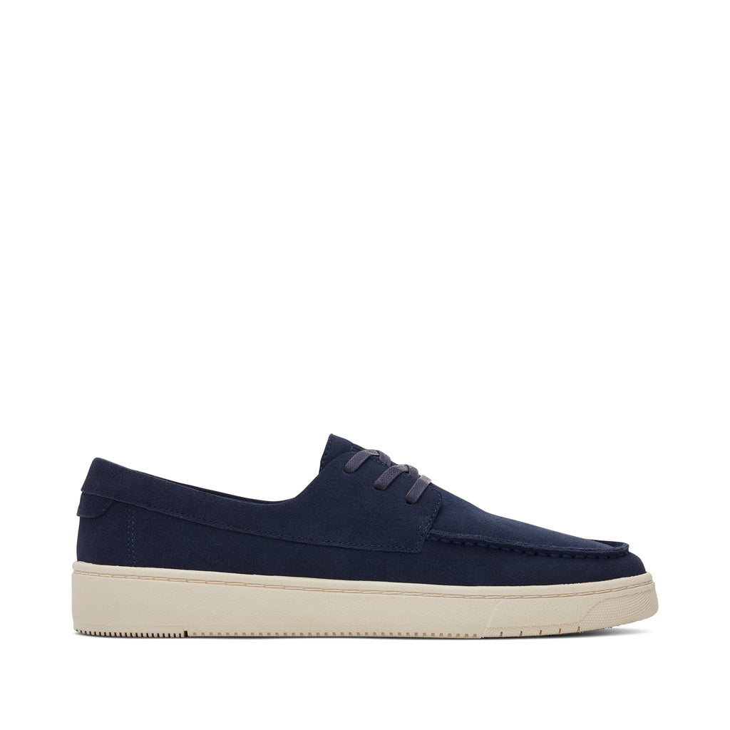 TRVL LITE London Navy Suede Loafer Side View