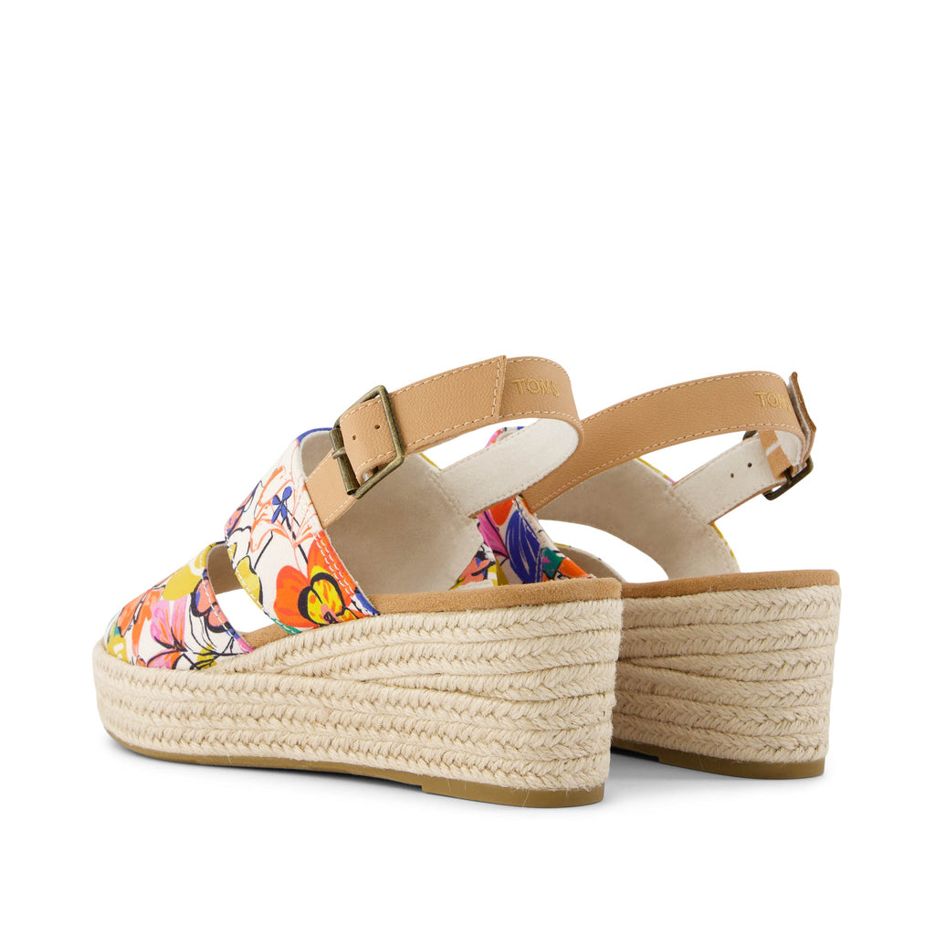 Claudine Painted Floral Wedge Sandal Back View