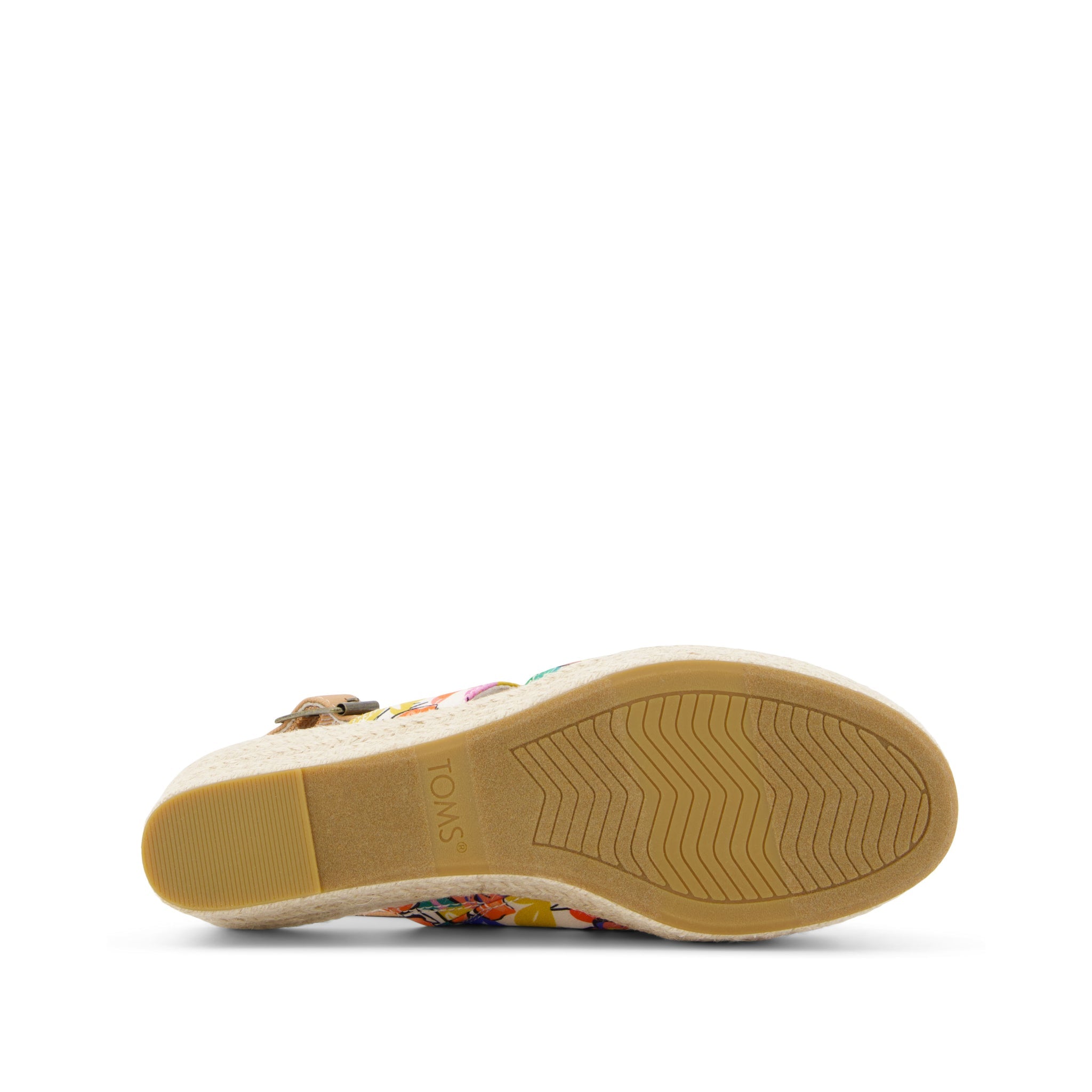 Claudine Painted Floral Wedge Sandal Bottom Sole View
