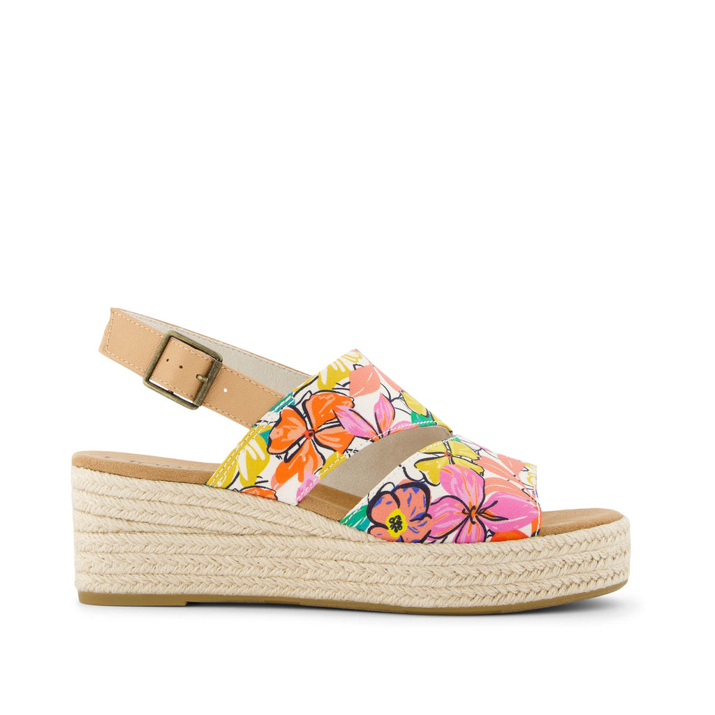 Claudine Painted Floral Wedge Sandal Side View