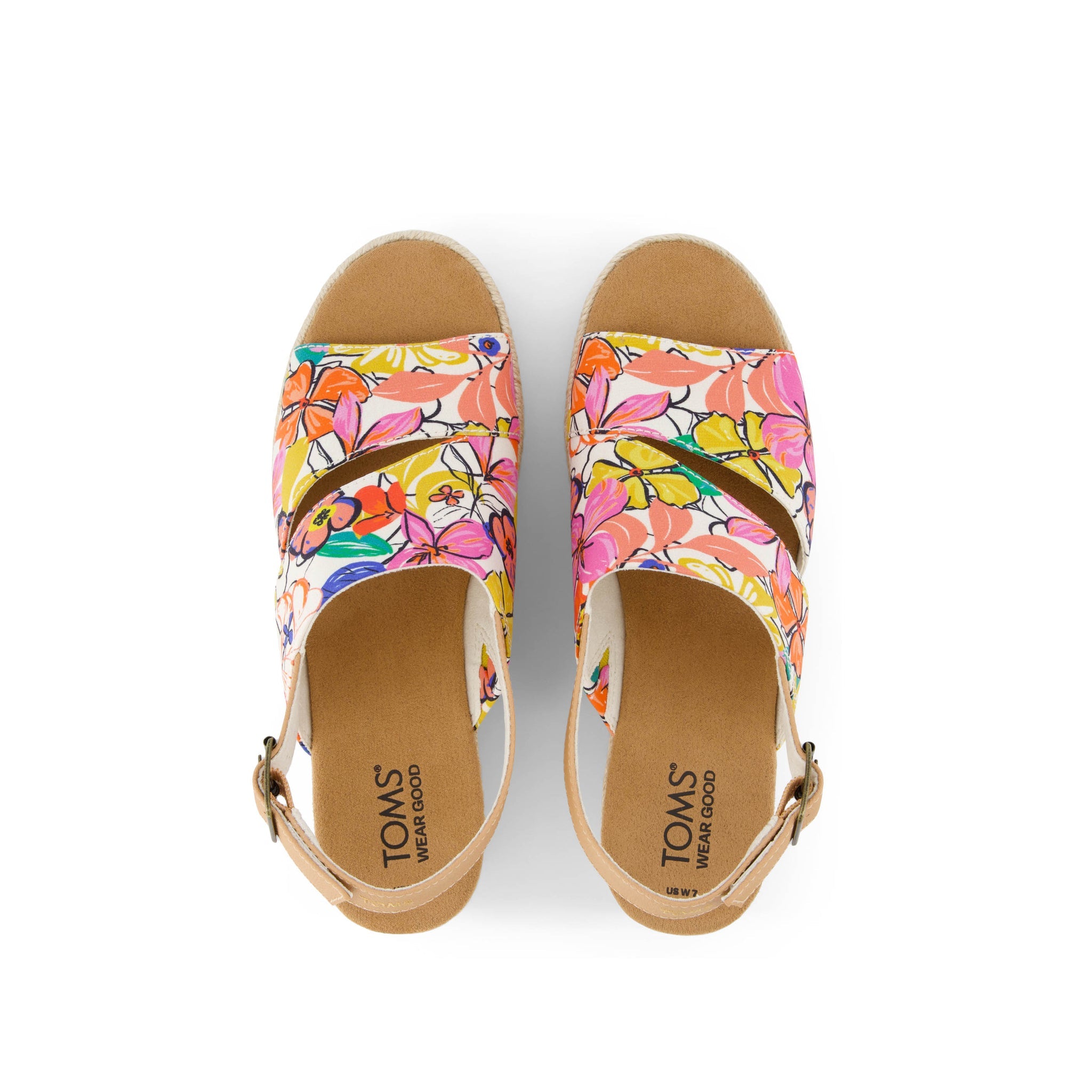 Claudine Painted Floral Wedge Sandal Top View
