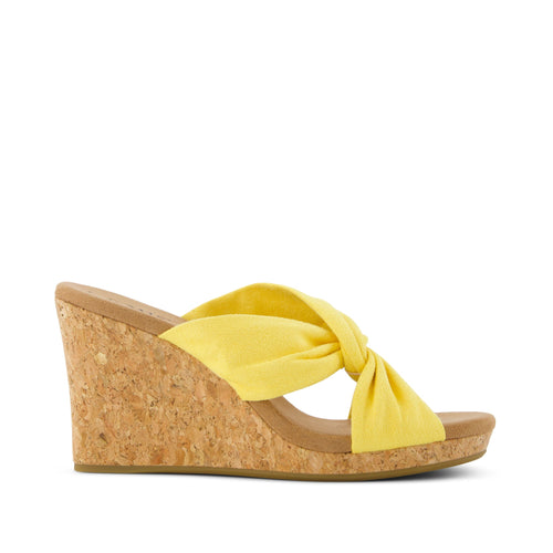 Serena Yellow Cork Wedge Sandal Side View