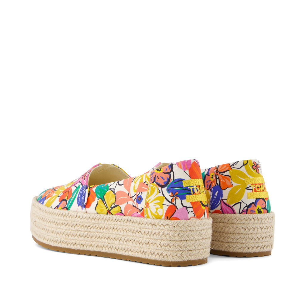 Valencia Painted Floral Platform Espadrille Back View