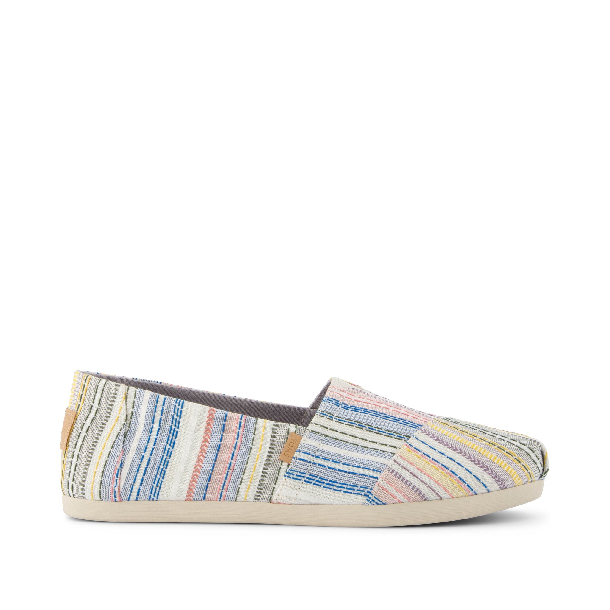 Alpargata Grey Stitched Stripes Side View