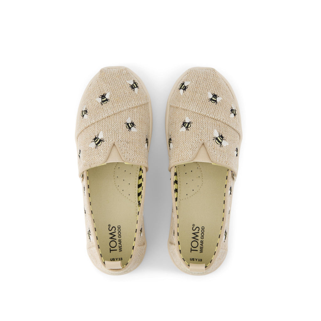 Youth Alpargata Embroidered Bees Kids Shoe Top View