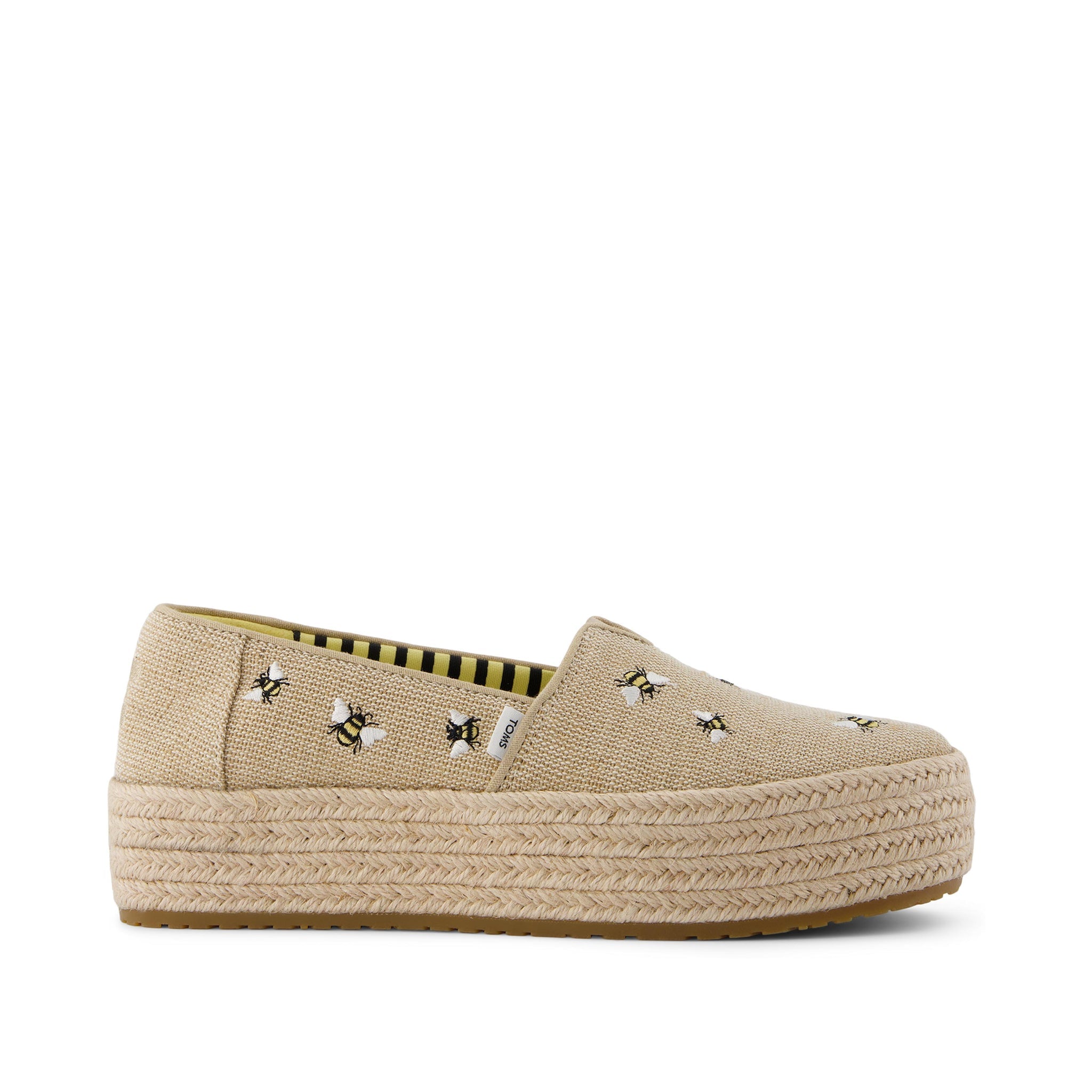 Valencia Embroidered Bees Platform Espadrille Side View