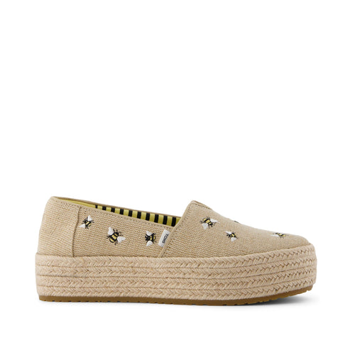 Valencia Embroidered Bees Platform Espadrille Side View